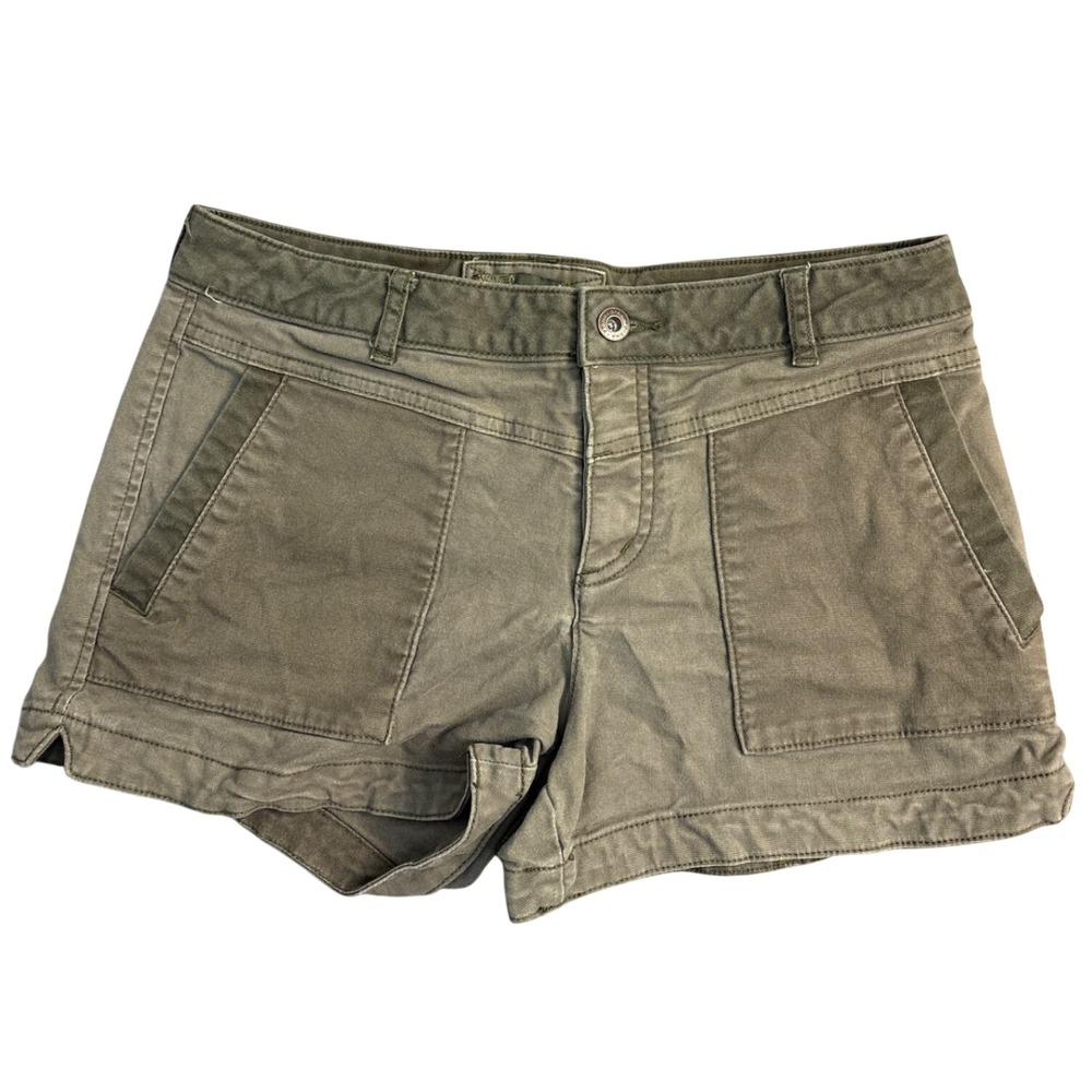 Prana Women Olive Green Organic Cotton Utility Hiking Shorts Size 6 2508